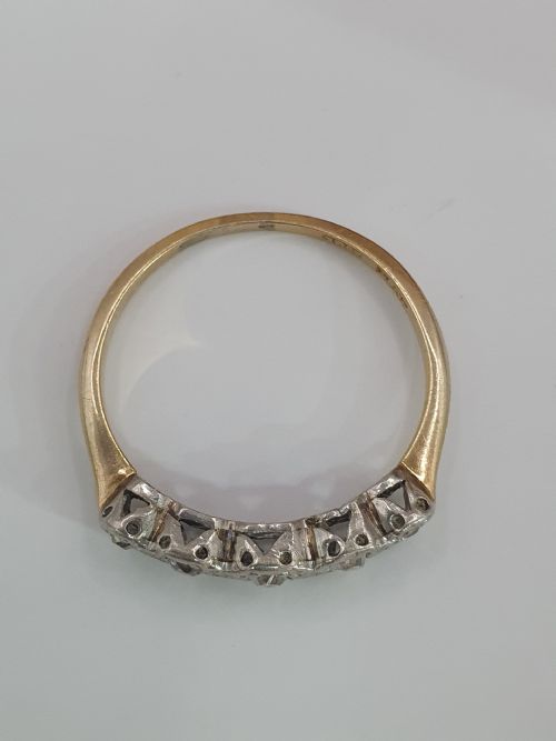 ART DECO 5 STONE DIAMOND 18CT GOLD PLATINUM RING C1920S SIZE Q - ADDITIONAL PHOTO 6