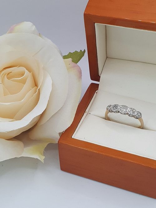ART DECO 5 STONE DIAMOND 18CT GOLD PLATINUM RING C1920S SIZE Q - ADDITIONAL PHOTO 10