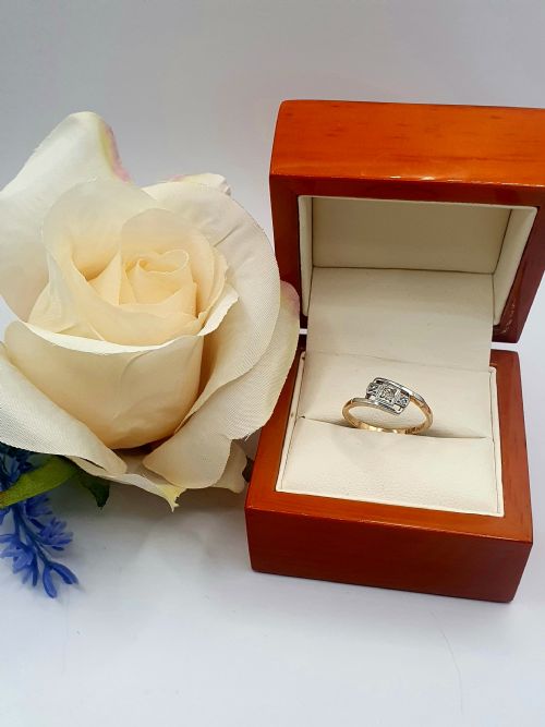 ART DECO DIAMOND TRILOGY 18CT GOLD PLATINUM RING C1920S SIZE M - ADDITIONAL PHOTO 1
