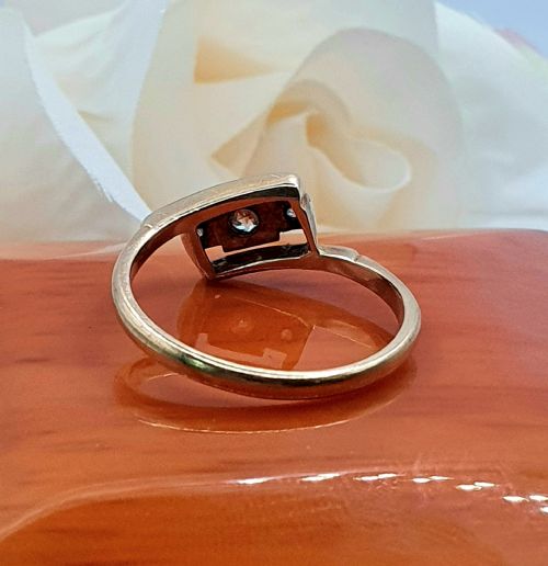 ART DECO DIAMOND TRILOGY 18CT GOLD PLATINUM RING C1920S SIZE M - ADDITIONAL PHOTO 5