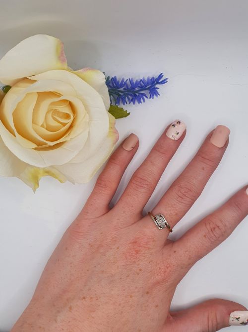 ART DECO DIAMOND TRILOGY 18CT GOLD PLATINUM RING C1920S SIZE M - ADDITIONAL PHOTO 8