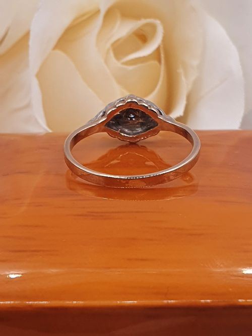 RARE GERMAN ART DECO DIAMOND SET ON 333 8CT FILIGREE GOLD PLATINUM RING SIZE M - ADDITIONAL PHOTO 6
