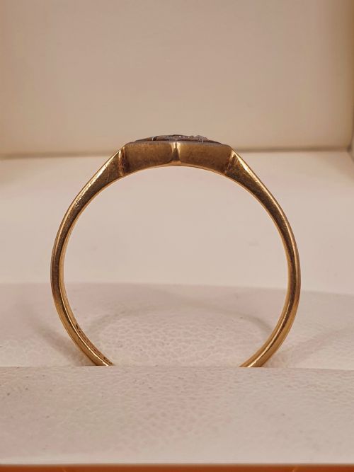 ART DECO 4 DIAMOND 18CT GOLD PLATINUM SQUARE LOZENGE RING SIZE Q - ADDITIONAL PHOTO 5