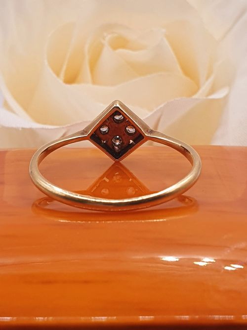 ART DECO 4 DIAMOND 18CT GOLD PLATINUM SQUARE LOZENGE RING SIZE Q - ADDITIONAL PHOTO 6