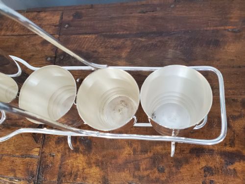 ART DECO FRENCH SILVER PLATE COCKTAIL SHAKER 6 BEAKER SET MAISON BARRA C1930 - ADDITIONAL PHOTO 2