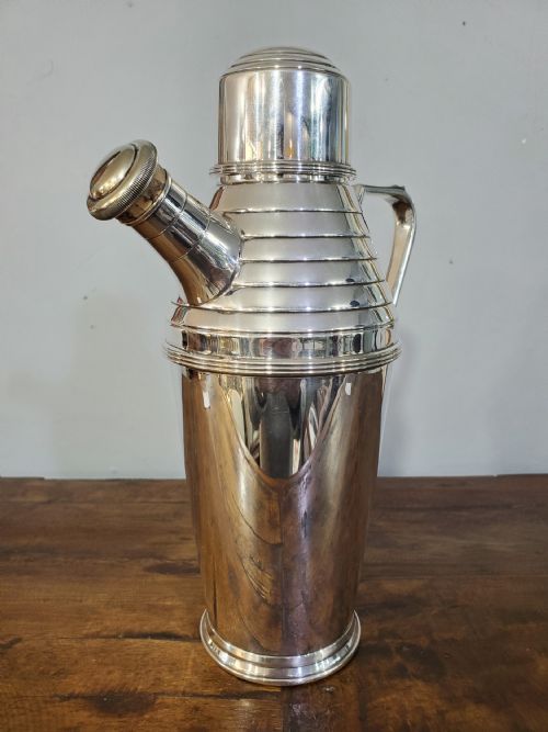 HARRODS ART DECO ERA SILVER PLATED COCKTAIL SHAKER C1930S - ADDITIONAL PHOTO 3