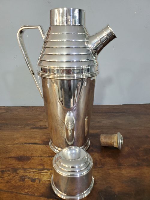 HARRODS ART DECO ERA SILVER PLATED COCKTAIL SHAKER C1930S - ADDITIONAL PHOTO 5