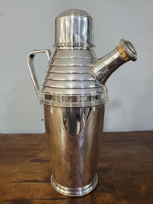 HARRODS ART DECO ERA SILVER PLATED COCKTAIL SHAKER C1930S - ADDITIONAL PHOTO 4