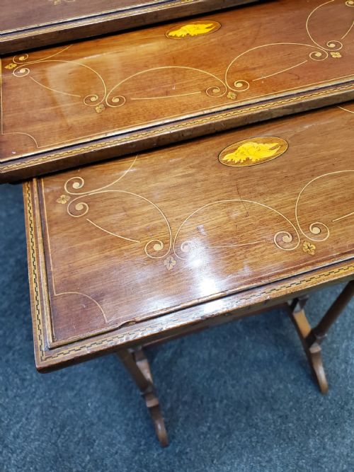 EDWARDIAN SET OF X4 NESTING TABLES AWARDED TO CADBURY FAMILY C1900 - ADDITIONAL PHOTO 3