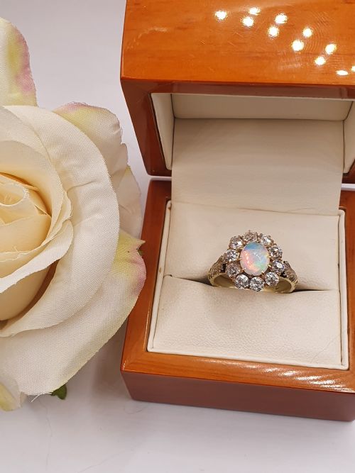 VICTORIAN 3CT OPAL DIAMOND 18CT RING C1890 - ADDITIONAL PHOTO 1