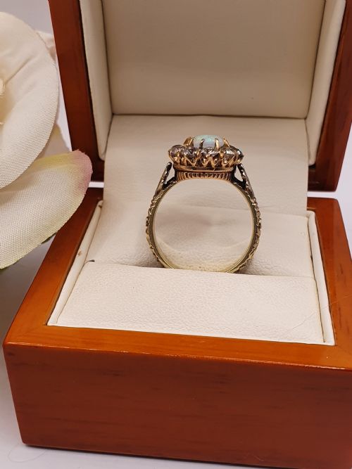 VICTORIAN 3CT OPAL DIAMOND 18CT RING C1890 - ADDITIONAL PHOTO 2