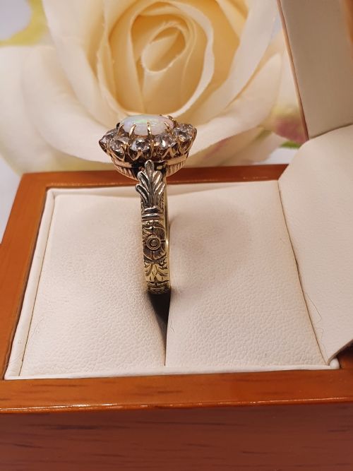 VICTORIAN 3CT OPAL DIAMOND 18CT RING C1890 - ADDITIONAL PHOTO 3