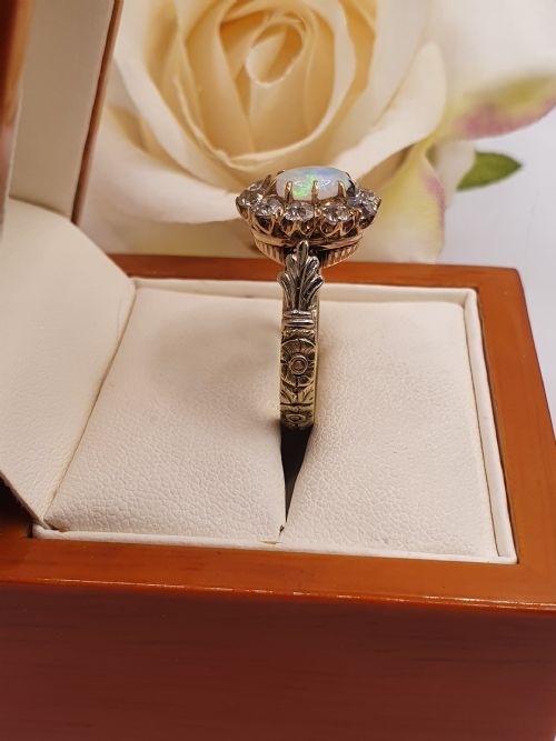 VICTORIAN 3CT OPAL DIAMOND 18CT RING C1890 - ADDITIONAL PHOTO 4