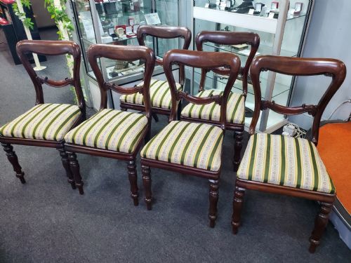 SIX VICTORIAN BALLOON BACK REGENCY STYLE MAHOGANY DINING CHAIRS C1880 - ADDITIONAL PHOTO 1