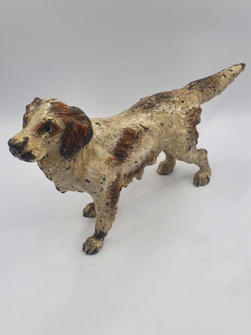 austrian cold painted bronze spaniel dog c1910 - CATEGORY: ANTIQUE METAL - DATED 1910