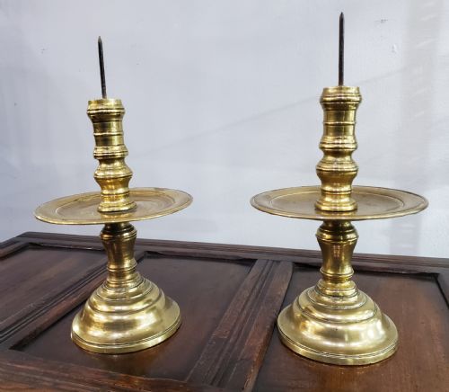 PRICKET CANDLESTICKS DUTCH COLONIAL PAIR 17TH CENTURY - ADDITIONAL PHOTO 6