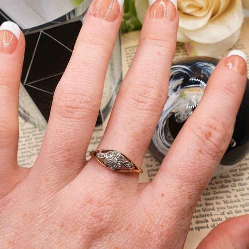 ART DECO DIAMOND DAISY PLATINUM 18CT GOLD RING C1920S SIZE O - ADDITIONAL PHOTO 6