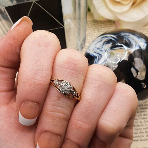 ART DECO DIAMOND DAISY PLATINUM 18CT GOLD RING C1920S SIZE O - ADDITIONAL PHOTO 7