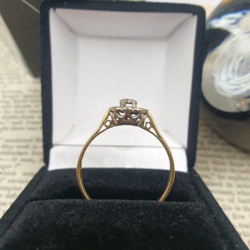 ART DECO DIAMOND 18CT GOLD CLUSTER RING SIZE T12 - ADDITIONAL PHOTO 2