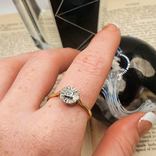 ART DECO DIAMOND 18CT GOLD CLUSTER RING SIZE T12 - ADDITIONAL PHOTO 5