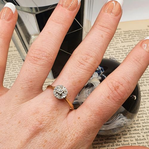 ART DECO DIAMOND 18CT GOLD CLUSTER RING SIZE T12 - ADDITIONAL PHOTO 7