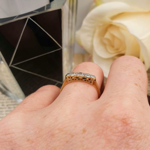 ART DECO PERIOD DIAMOND 18CT GOLD PLATINUM RING SIZE L - ADDITIONAL PHOTO 9