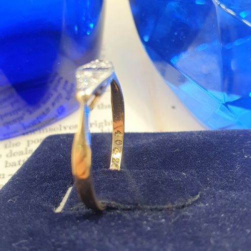 ART DECO DIAMOND SAPPHIRE 18CT GOLD RING B1926 SIZE K12 - ADDITIONAL PHOTO 3