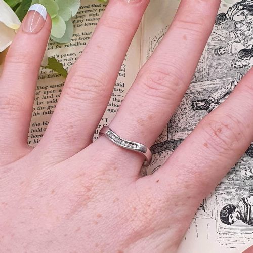 18CT WHITE GOLD DIAMOND WISHBONE RING SIZE R - ADDITIONAL PHOTO 7