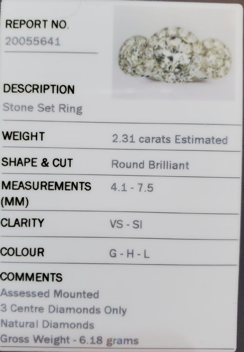 ART DECO 3CT EUROPEAN DIAMOND PLATINUM TRILOGY BOMBE CLUSTER RING SIZE M - ADDITIONAL PHOTO 1