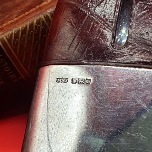 JAMES DIXON SOLID SILVER CROCODILE HIP FLASK HALLMARKED SHEFFIELD 1909 - ADDITIONAL PHOTO 4