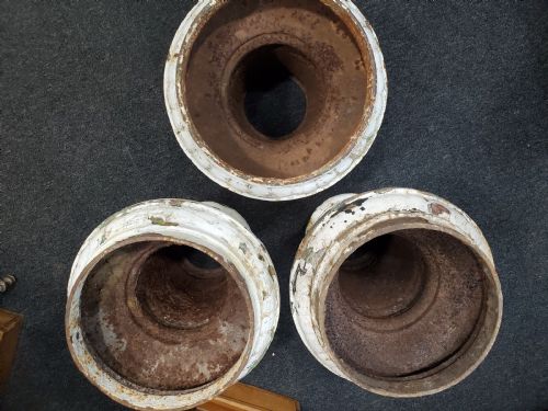 VICTORIAN X3 CAST IRON GARDEN URNS C1880 - ADDITIONAL PHOTO 1