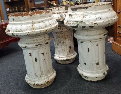 VICTORIAN X3 CAST IRON GARDEN URNS C1880 - ADDITIONAL PHOTO 2
