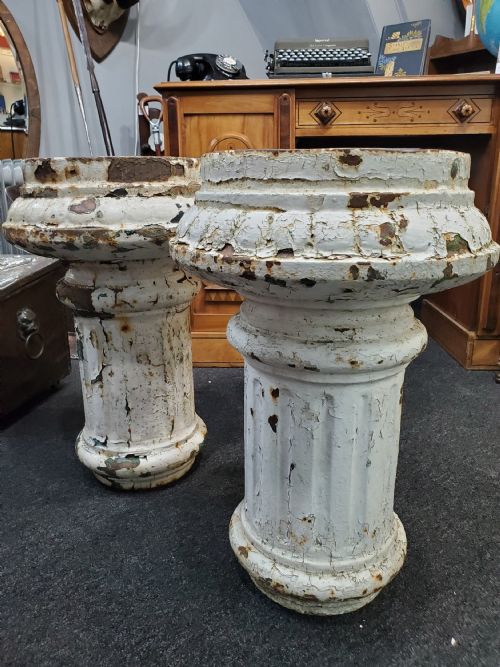 VICTORIAN X3 CAST IRON GARDEN URNS C1880 - ADDITIONAL PHOTO 3