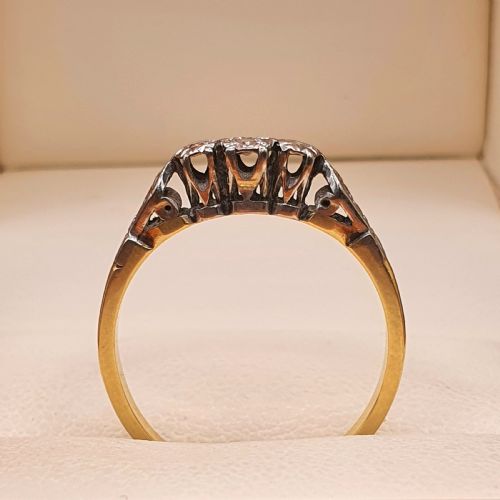 ART DECO DIAMOND PLATINUM SHOULDER TRILOGY RING SIZE O - ADDITIONAL PHOTO 3