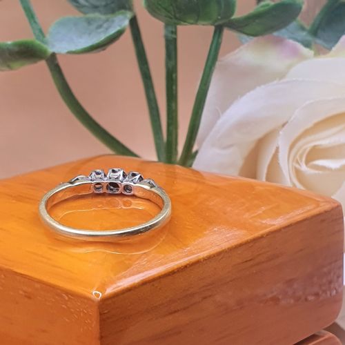ART DECO DIAMOND PLATINUM SHOULDER TRILOGY RING SIZE O - ADDITIONAL PHOTO 7