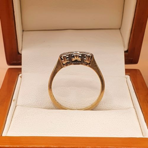 ART DECO DIAMOND PLATINUM 18CT GOLD TRILOGY RING SIZE O - ADDITIONAL PHOTO 2