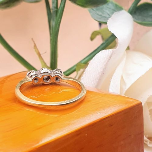 ART DECO DIAMOND PLATINUM 18CT GOLD TRILOGY RING SIZE O - ADDITIONAL PHOTO 6