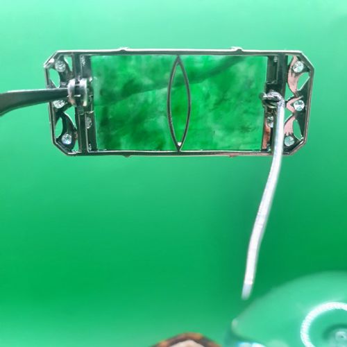 ART DECO JADE DIAMOND ABSTRACT BROOCH C1930 2500 - ADDITIONAL PHOTO 6