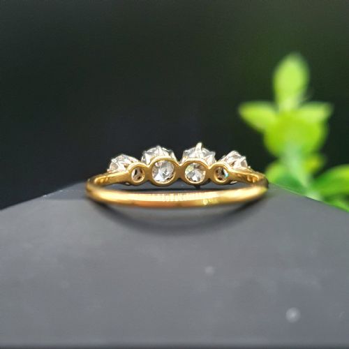 18CT GOLD PLATINUM 4 STONE DIAMOND RING SIZE N - ADDITIONAL PHOTO 7