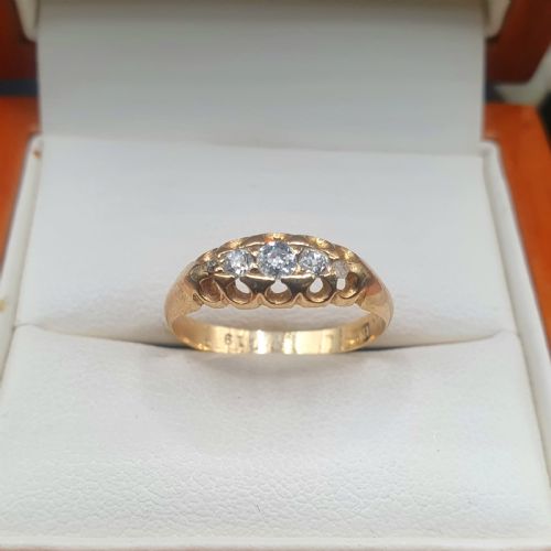 victorian 14ct gold ring set with diamonds size l - CATEGORY: ANTIQUE JEWELLERY - DATED 1870