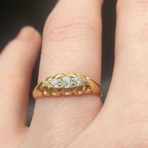 VICTORIAN 14CT GOLD RING SET WITH DIAMONDS SIZE L - ADDITIONAL PHOTO 8