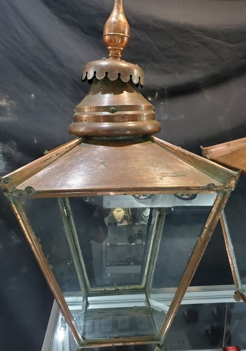 PAIR LATE VICTORIAN COPPER LANTERNS CHELSEA C1900 - ADDITIONAL PHOTO 8