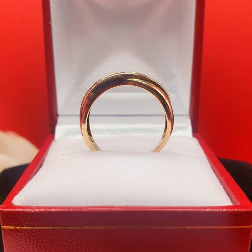 RUBY DIAMOND 9CT GOLD HALF ETERNITY CROSSOVER RING SIZE P - ADDITIONAL PHOTO 4