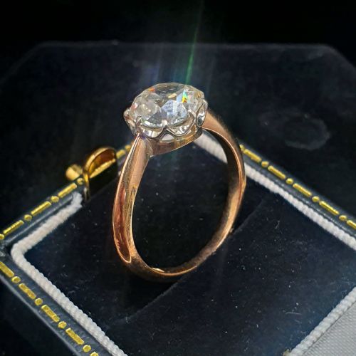 OLD CUT 2CT DIAMOND VICTORIAN SOLITAIRE RING ON 15CT GOLD SIZE M12 - ADDITIONAL PHOTO 2