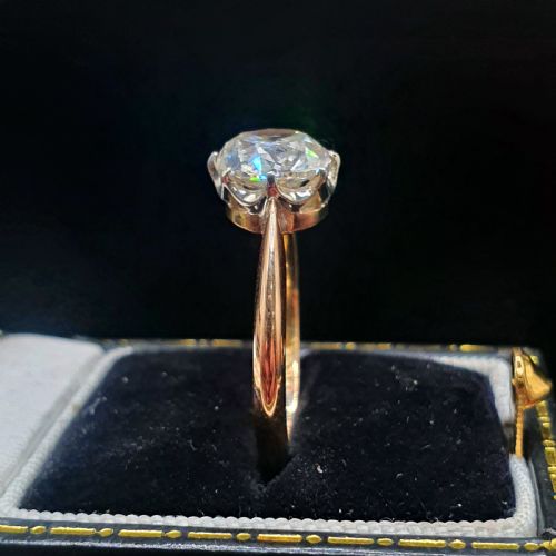 OLD CUT 2CT DIAMOND VICTORIAN SOLITAIRE RING ON 15CT GOLD SIZE M12 - ADDITIONAL PHOTO 3
