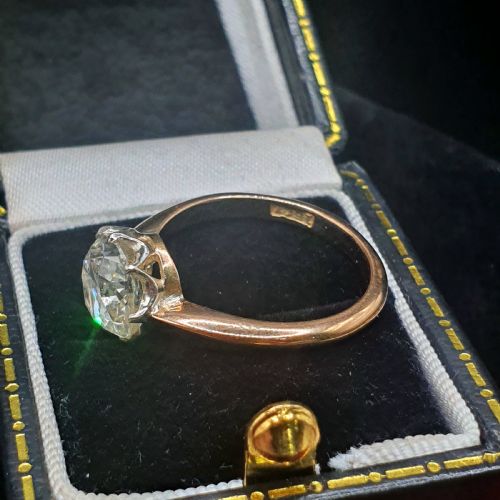 OLD CUT 2CT DIAMOND VICTORIAN SOLITAIRE RING ON 15CT GOLD SIZE M12 - ADDITIONAL PHOTO 5