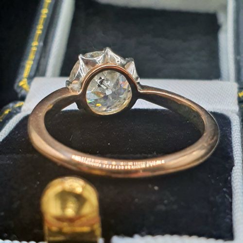 OLD CUT 2CT DIAMOND VICTORIAN SOLITAIRE RING ON 15CT GOLD SIZE M12 - ADDITIONAL PHOTO 6