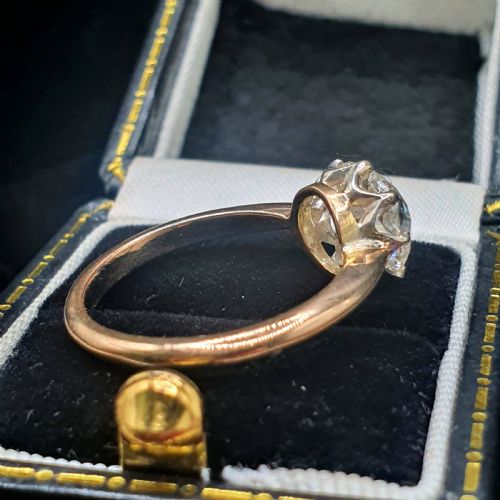 OLD CUT 2CT DIAMOND VICTORIAN SOLITAIRE RING ON 15CT GOLD SIZE M12 - ADDITIONAL PHOTO 7