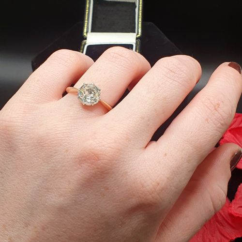 OLD CUT 2CT DIAMOND VICTORIAN SOLITAIRE RING ON 15CT GOLD SIZE M12 - ADDITIONAL PHOTO 10