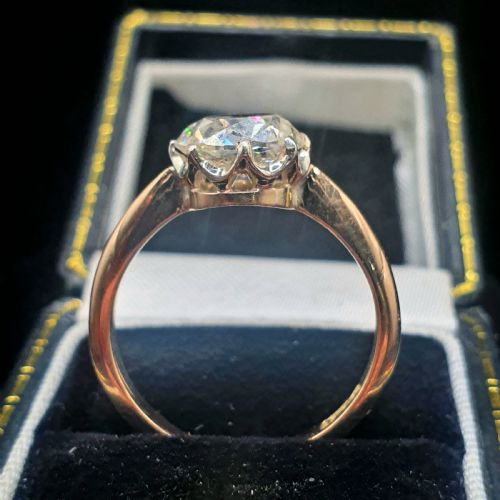 OLD CUT 2CT DIAMOND VICTORIAN SOLITAIRE RING ON 15CT GOLD SIZE M12 - ADDITIONAL PHOTO 12